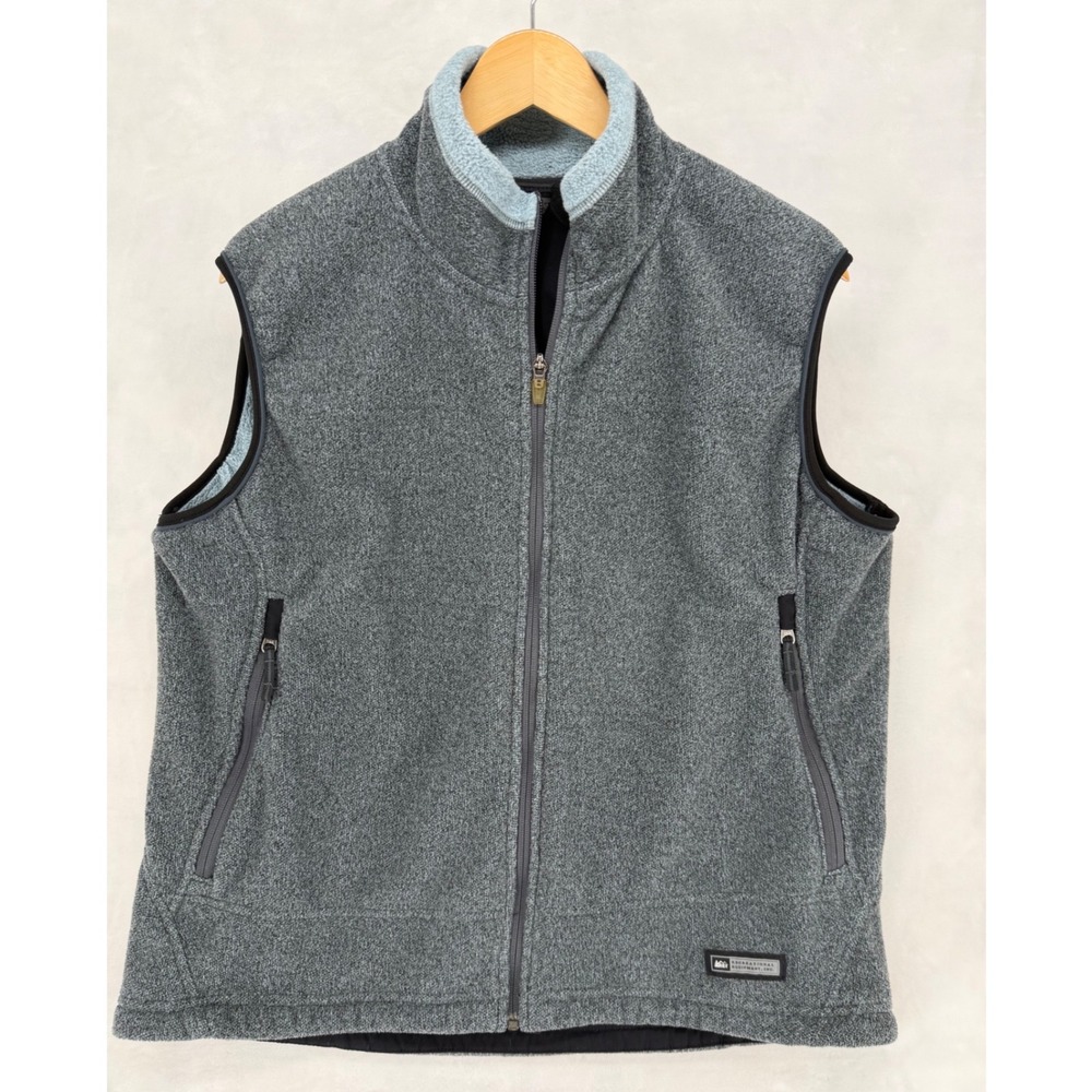 Vintage REI Fleece Vest Women's XL Gray Full Zip Outdoor Hiking Camping